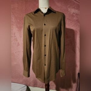 Zara Brown Long Sleeve Button-Up Shirt SZ S